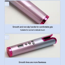 image-Automatic Hair Curler Wireless Rotating Curling Iron Portable LED