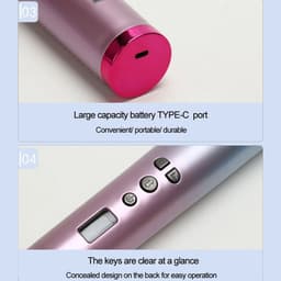 image-Automatic Hair Curler Wireless Rotating Curling Iron Portable LED