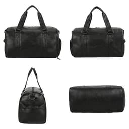 image-Large Capacity Retro PU Leather Dry Wet Travel Duffel Bag