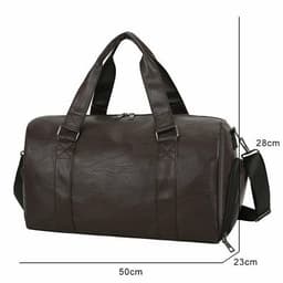image-Large Capacity Retro PU Leather Dry Wet Travel Duffel Bag