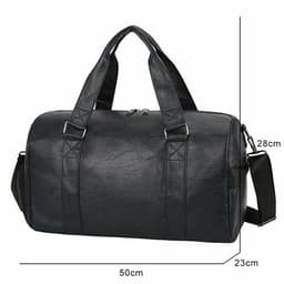 image-Large Capacity Retro PU Leather Dry Wet Travel Duffel Bag