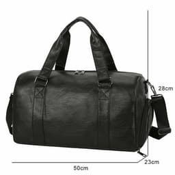 image-Large Capacity Retro PU Leather Dry Wet Travel Duffel Bag