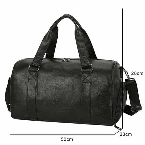 image-Large Capacity Retro PU Leather Dry Wet Travel Duffel Bag