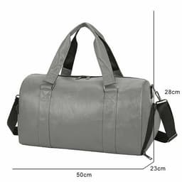 image-Large Capacity Retro PU Leather Dry Wet Travel Duffel Bag