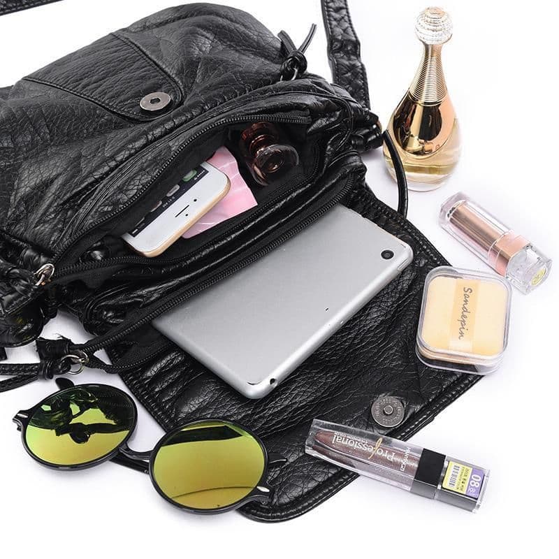image-Soft PU Leather Crossbody Messenger Bag For Women