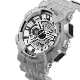 image-Double Display Electronic Watch With Stainless Steel Band