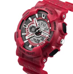 image-Double Display Electronic Watch With Stainless Steel Band
