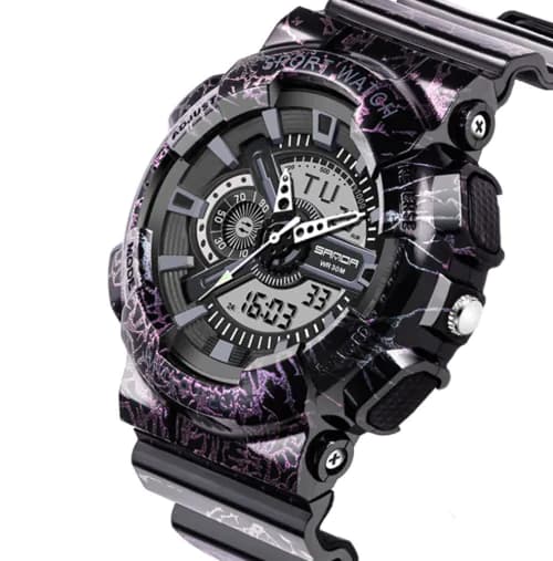 image-Double Display Electronic Watch With Stainless Steel Band