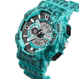 image-Double Display Electronic Watch With Stainless Steel Band