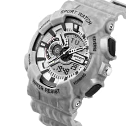 image-Double Display Electronic Watch With Stainless Steel Band