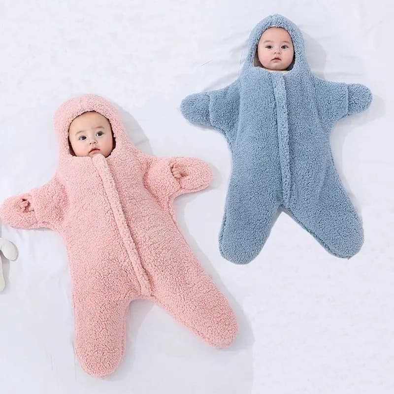 image-Comfortable Baby Starfish Lamb Velvet Sleeping Bag
