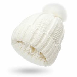 image-Fashion Stretchy Satin Lined Skull Knit Hats Beanie Hat