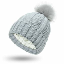 image-Fashion Stretchy Satin Lined Skull Knit Hats Beanie Hat