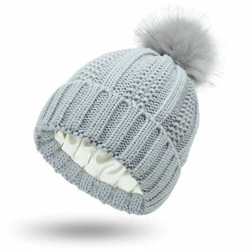 image-Fashion Stretchy Satin Lined Skull Knit Hats Beanie Hat