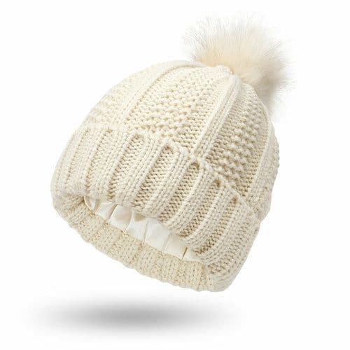 image-Fashion Stretchy Satin Lined Skull Knit Hats Beanie Hat