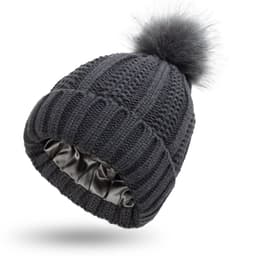 image-Fashion Stretchy Satin Lined Skull Knit Hats Beanie Hat