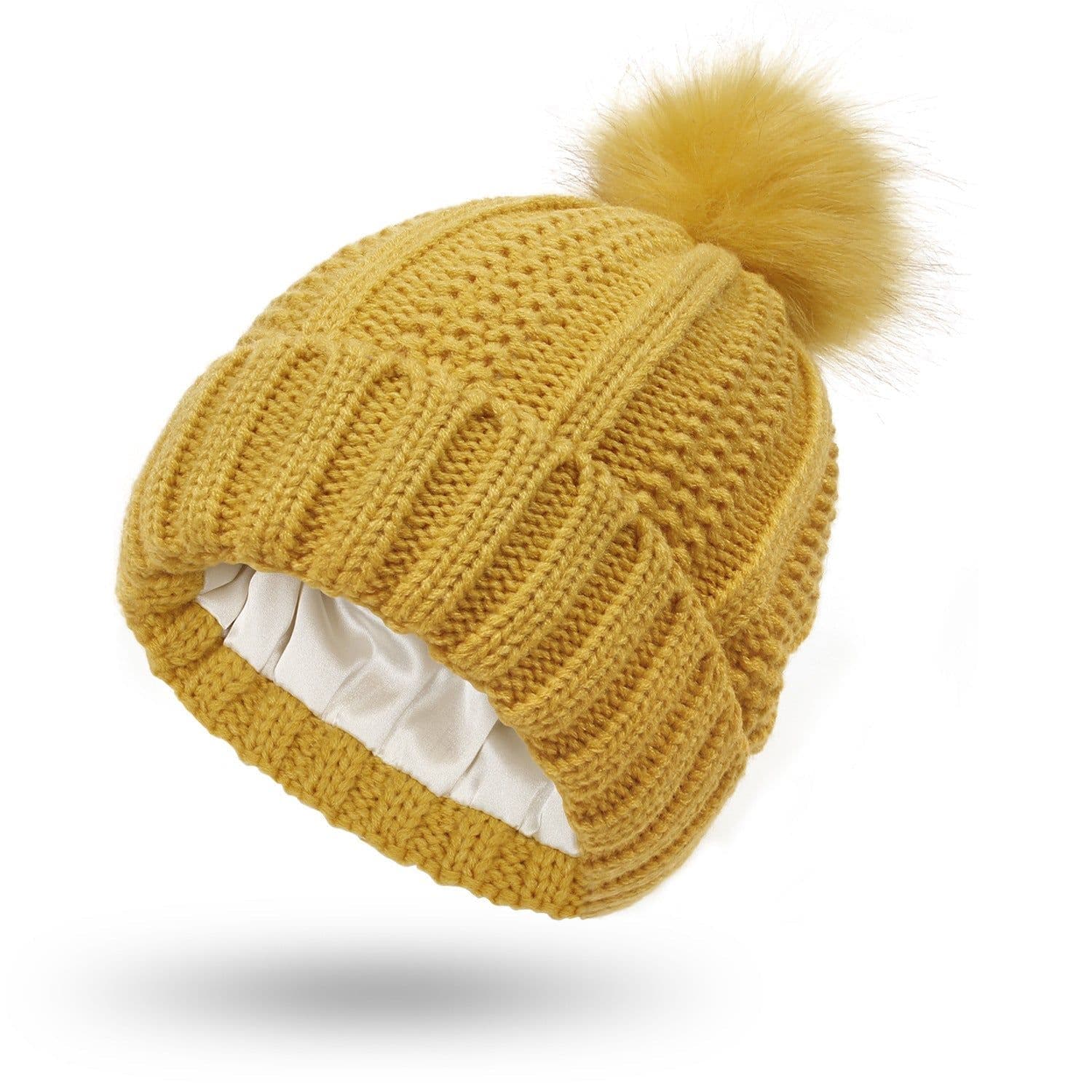 image-Fashion Stretchy Satin Lined Skull Knit Hats Beanie Hat