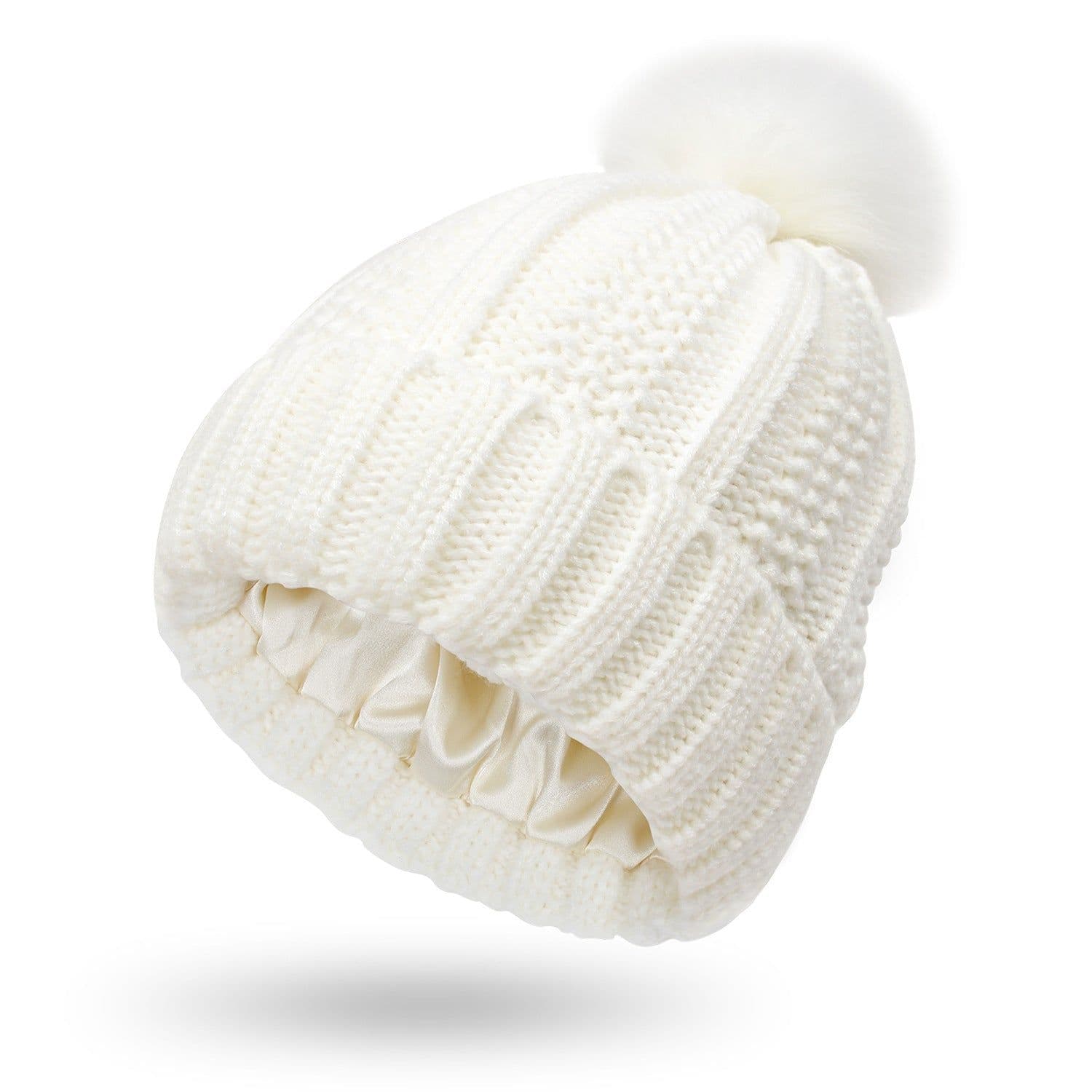 image-Fashion Stretchy Satin Lined Skull Knit Hats Beanie Hat