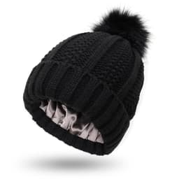 image-Fashion Stretchy Satin Lined Skull Knit Hats Beanie Hat