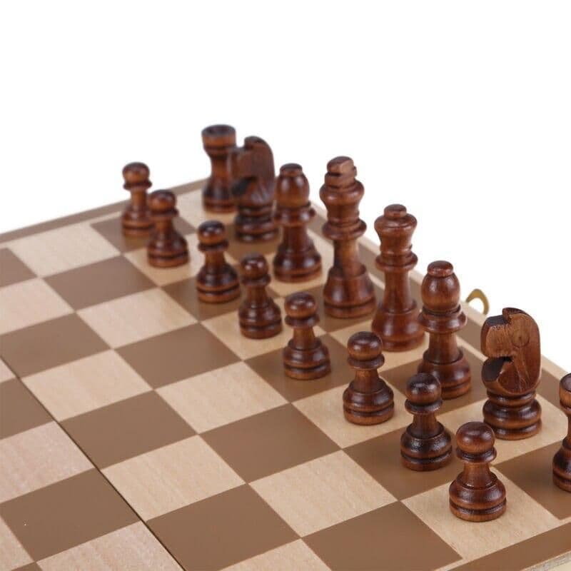 image-32pcs High-Grade Funny Folding Wooden Chess Set