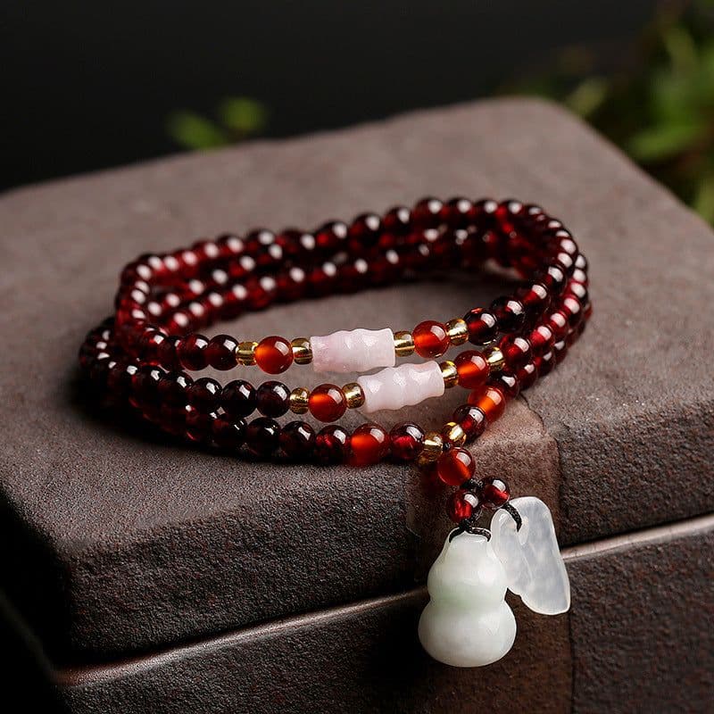 image-Natural Garnet Bracelet Bracelet Multi-circle 5mm Natural Chalcedony Accessories Factory Wholesale Hot Sale