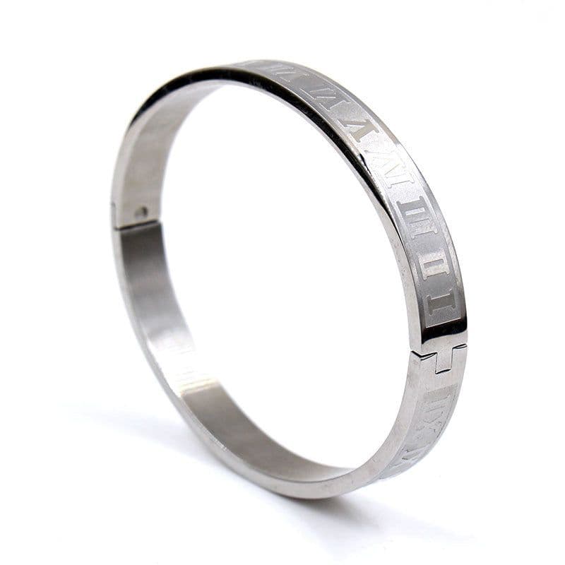 image-Stainless Steel Roman Letter Bracelet - Men's 4mm