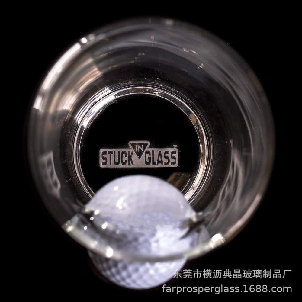 image-Stuck in glass beer glass golf ball embedded creative wine glass