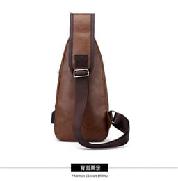image-Wholesale USB men's chest bag portable rechargeable casual oblique bag outdoor sports pu chest bag one generation