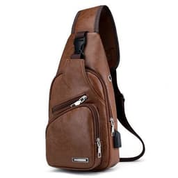 image-Wholesale USB men's chest bag portable rechargeable casual oblique bag outdoor sports pu chest bag one generation