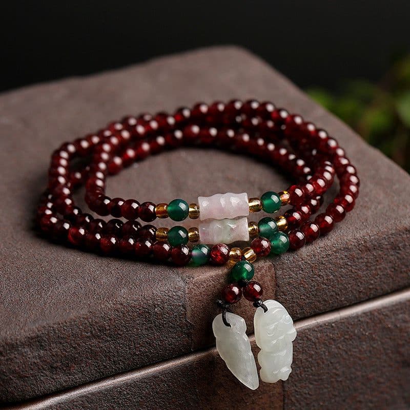 image-Natural Garnet Bracelet Bracelet Multi-circle 5mm Natural Chalcedony Accessories Factory Wholesale Hot Sale