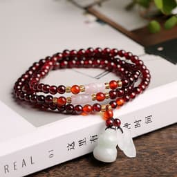 image-Natural Garnet Bracelet Bracelet Multi-circle 5mm Natural Chalcedony Accessories Factory Wholesale Hot Sale