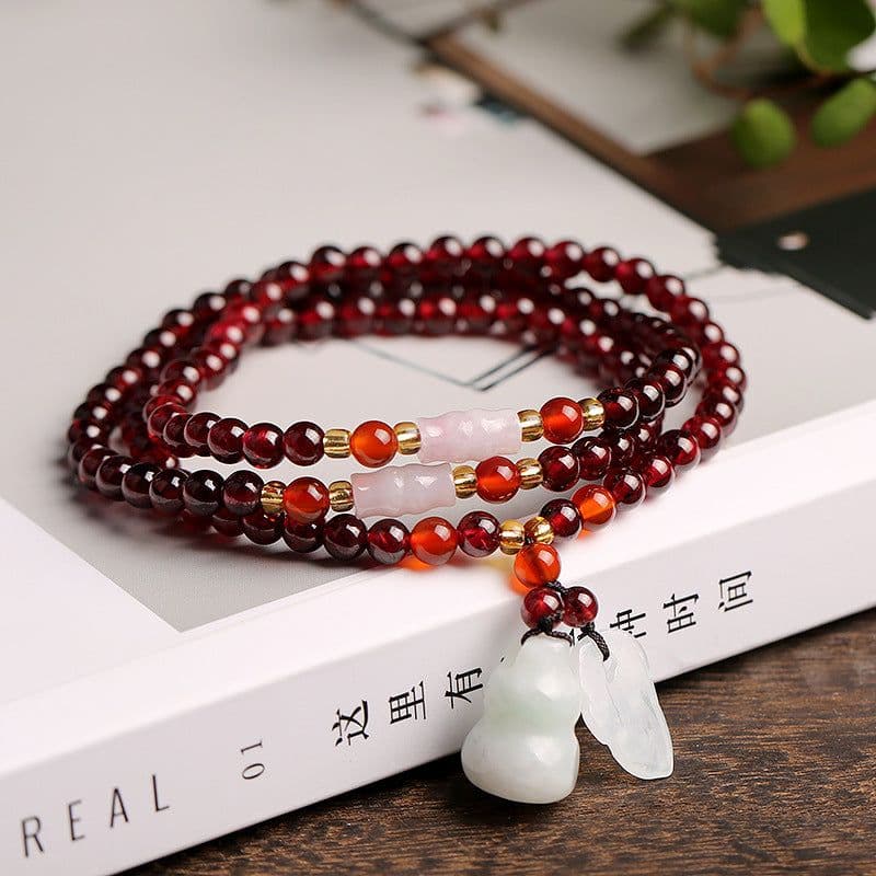 image-Natural Garnet Bracelet Bracelet Multi-circle 5mm Natural Chalcedony Accessories Factory Wholesale Hot Sale