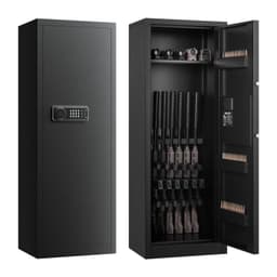 image-VEVOR 6-8 Gun Safe, Long Gun Cabinet for Rifles and Pistols, Quick Access Rifle Safe with 3 Ammo Slots and 2 Adjustable Racks, Large Digital Cabinet with Key and Password Lock