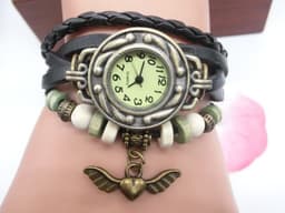 image-Vintage casual flying heart pendant bracelet belt watch