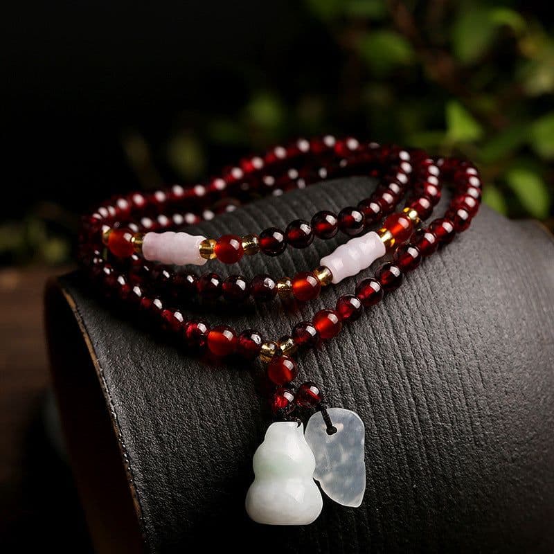 image-Natural Garnet Bracelet Bracelet Multi-circle 5mm Natural Chalcedony Accessories Factory Wholesale Hot Sale