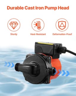 image-VEVOR Hot Water Recirculating Pump, 10 GPM, Instant Circulation Circulator Pump System, 3-Speed Control, 0.13 HP, 110-120V, NPT 3/4 in to NPT 1/2 in Adapter, Cast Iron Head, for Water Heater System