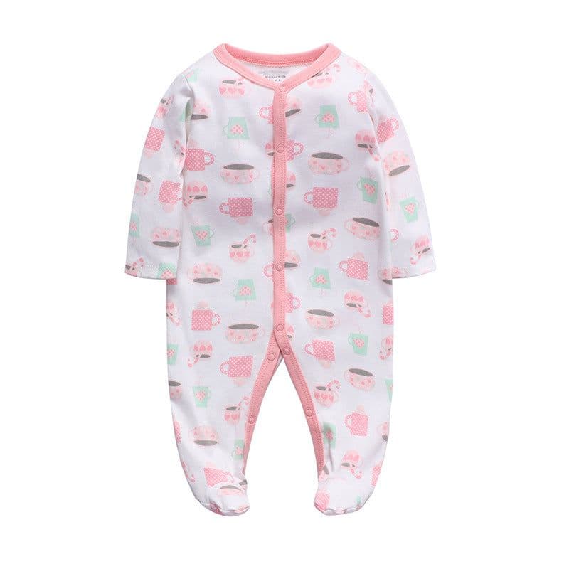 image-Baby Romper - Pink Long Sleeve Cotton 12M