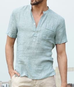 image-Men's Linen Shirt - Dark Blue, XXXL, Casual, Cotton Linen