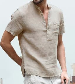 image-Men's Linen Shirt - Dark Blue, XXXL, Casual, Cotton Linen