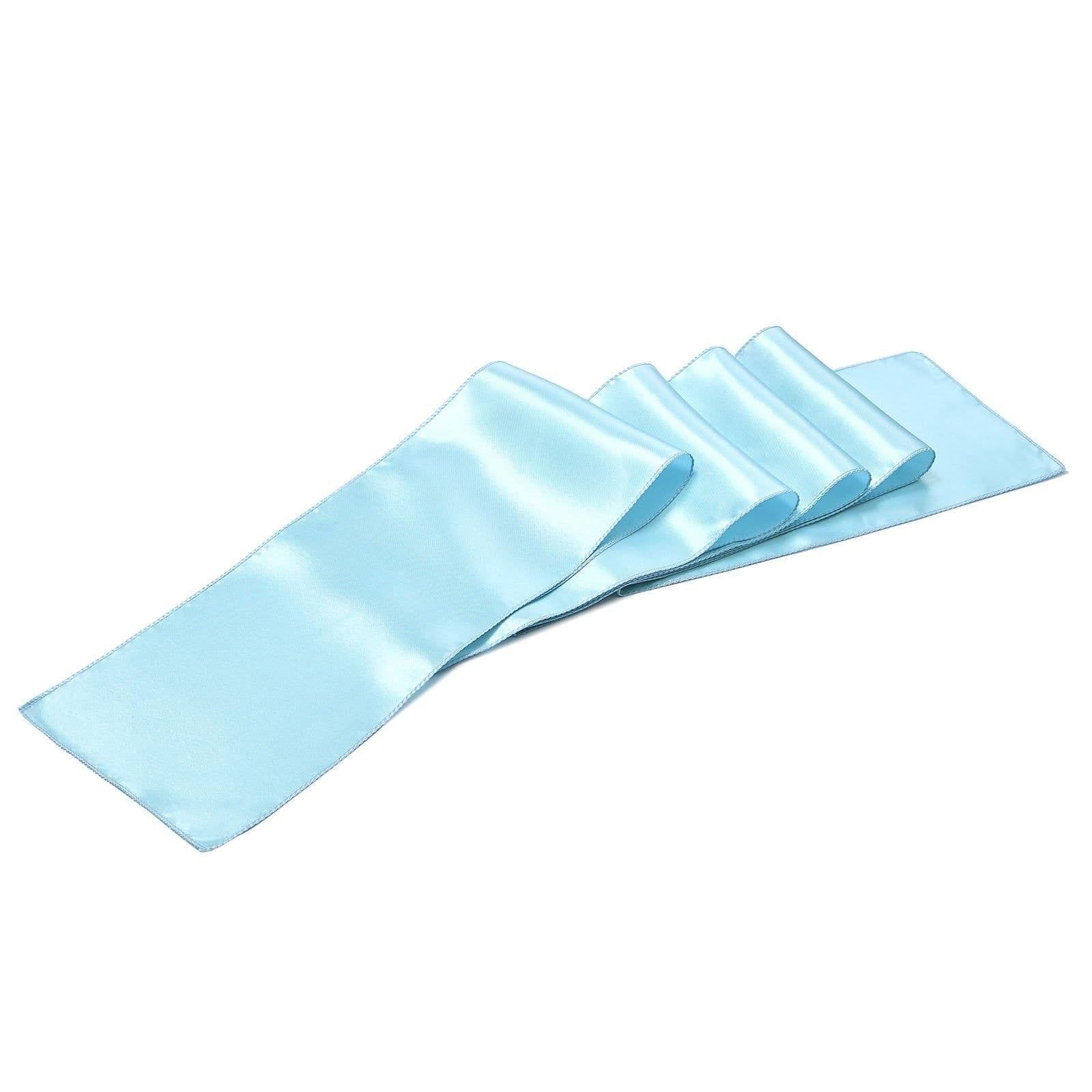 image-VEVOR Satin Chair Sashes Bows, 100PCS Chair Ribbon Ties Back Sash, 7 x 108 inch, Light Blue Wedding Reception Decoration, for Wedding Ceremony Baby Shower Party Events Banquet Chair Cover Decoration