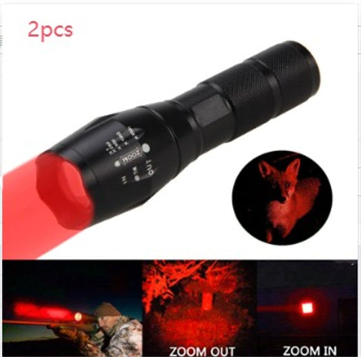 image-Portable Mini Flashlight LED ZOOM Torch Hunting Zoomable Flashlight Torch Light