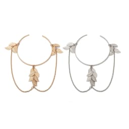 image-European and American cross-border jewelry, simple and versatile street shooting U-shaped bracelet, leaf tassel chain geometric adjustable arm bracelet