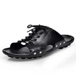 image-Men's Summer Sandals - Breathable Leather Flip Flops, Beach Shoes - 2019
