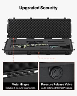 image-VEVOR Hard Rifle Case, Lockable Rifle Case with Pre-cut Foams, 52 in Gun Storage with Wheels, Heavy Duty IP67 Waterproof & Dustproof Pistol Storage Cases for Rifles, Shotguns, Airsoft Guns, Black