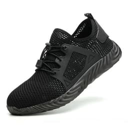 image-Fuwang Men's Kevlar Safety Shoes - Black 48, Anti-Smashing