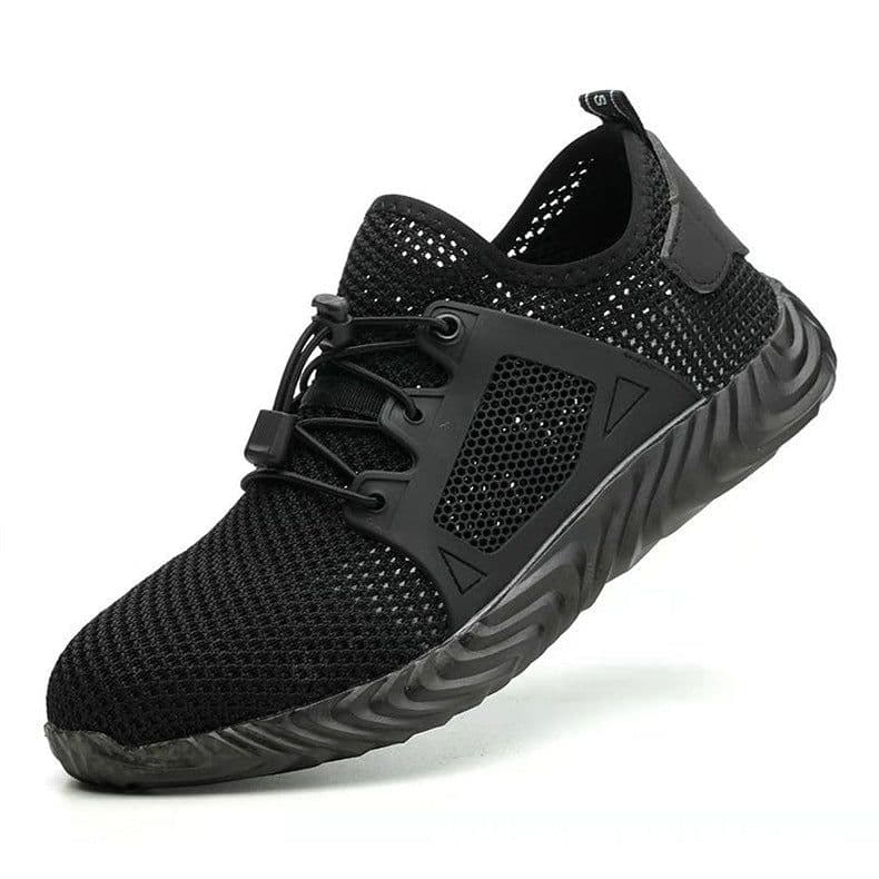 image-Fuwang Men's Kevlar Safety Shoes - Black 48, Anti-Smashing