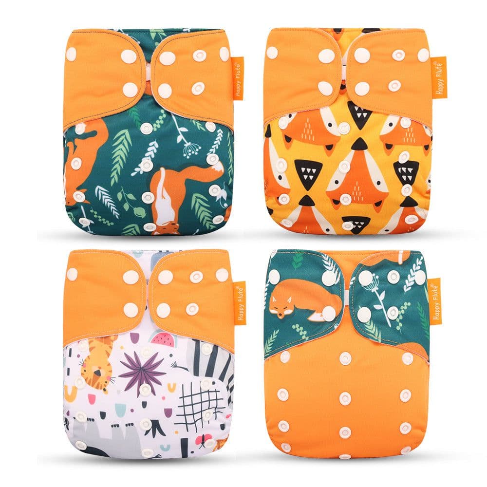 image-Happyflute 4-Pack Washable Training Pants - Waterproof Diapers for Infants 1-3 Years Old