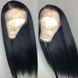 image-Brazilian Black Long Silky Straight Full Wigs Human Hair Heat