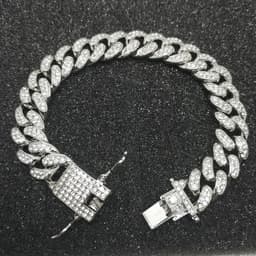 image-Chijomi Alloy Cuban Chain Necklace - Black 70cm
