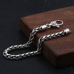image-Wholesale s925 sterling silver fashion trend versatile Thai silver vajra six-character mantra hemp rope bracelet for men and women